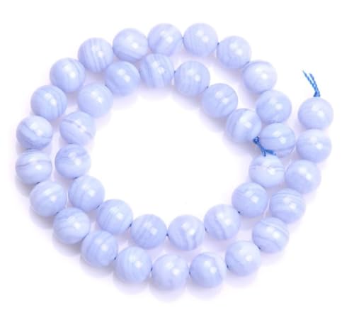 90pcs Adabele Natural Blue Lace Agate Gemstone 8mm Round Beads (94 Count)