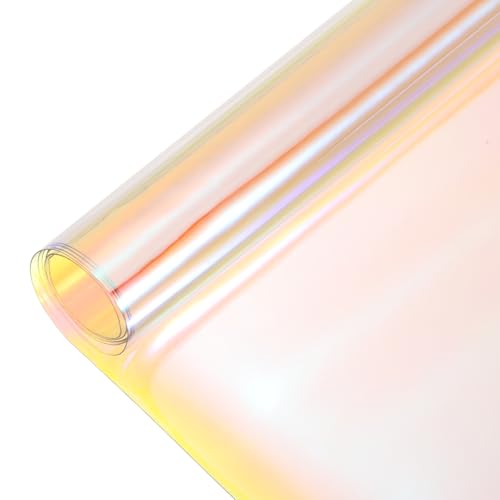 Holographic Clear PVC Vinyl Film Holographic PVC Fabric Waterproof Dichroic Film 12 x 48 Inch for Handbags Bows Earrings DIY Craft