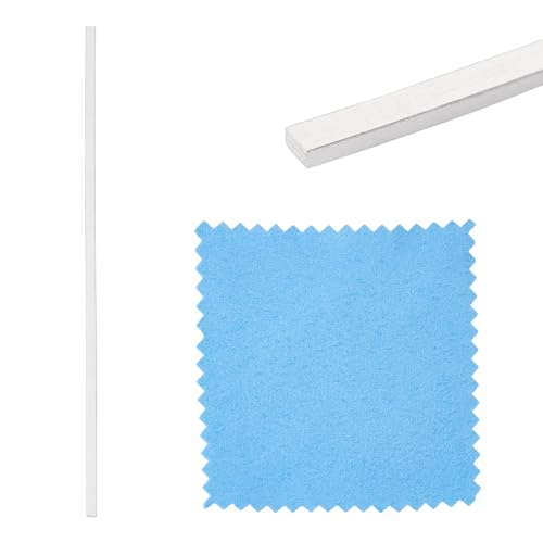 0.3 ft 925 Sterling Silver Flat Bezel Strip Wire 2mm Soft Metal Stamping Wire with 1pc Cleaning Cloth for Stone Cabochon Rings Bangles Jewelry Making Findings