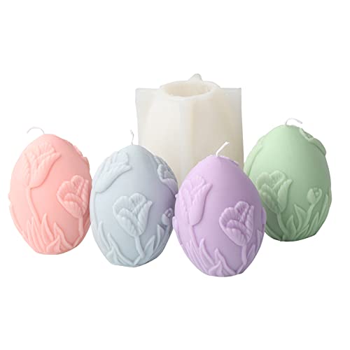 Flower Embossed Egg Candle Silicone Mold Oval Soap Mold Fondant Chocolate Candy Cake Decorating Baking Tools Plaster Epoxy Resin Clay Mold