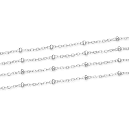 10 Feet Real Sterling Silver 1.9mm Beaded Cable Chain Link Findings