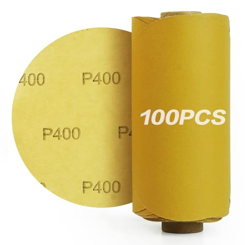 PSA Sanding Discs 6 Inch Adhesive Backed Sandpaper 100 Pack 400 Grit Self Adhesive Sanding Discs for DA Sander Self Stick for Wood (100 Count)