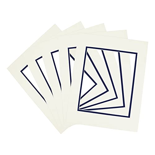 5 Pack Double mat 11x14 For 8x10 Photo Ivory Over Blue (5 Count)