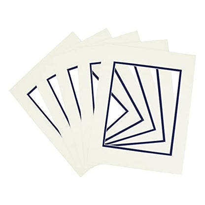 5 Pack Double mat 11x14 For 8x10 Photo Ivory Over Blue (5 Count)