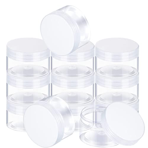 12 Pack 2 oz Plastic Container Jars with Lids Round Clear Travel Cosmetic Container Slime Jars for Toiletries (12 Count)