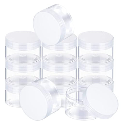 12 Pack 2 oz Plastic Container Jars with Lids Round Clear Travel Cosmetic Container Slime Jars for Toiletries (12 Count)