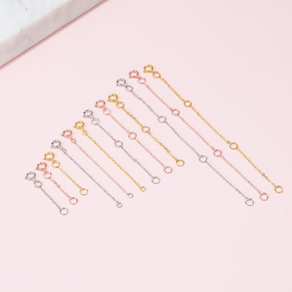 18K 750 Real White Gold Extender for Necklace Bracelet Anklet Extenders for Jewelry Gold Extension for Women Men Durable Adjustable Chain Accessories 0.98Inch