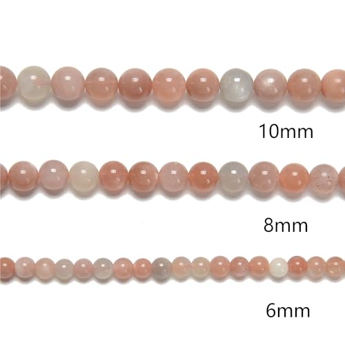 94Pcs (2Pcs/Set) 8mm Multi-Color Peach Moonstone Smooth Round Beads Natural Stone Beads AAA Grade Premium Round Gemstone Genuine Real Stone Loose for DIY Bracelet Jewelry String Making (96 Count)