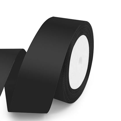 1-1/2" x 25 Yards Black Satin Ribbon Crafts Gift Wrapping (75 Foot)