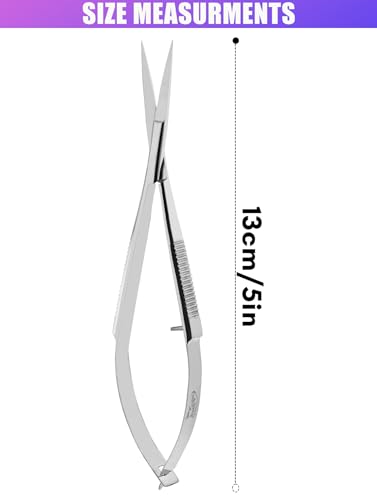 Cross Edge Spring Scissors 5 Inch straight Stainless Steel Precision Eyebrow & Eyelash Shaping & Trimming Scissor