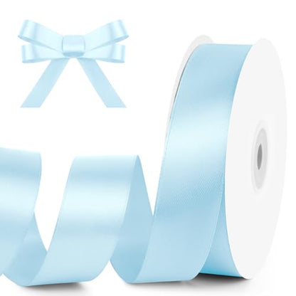 1" x 50 Yards Baby Blue Satin Ribbon Crafts Gift Wrapping