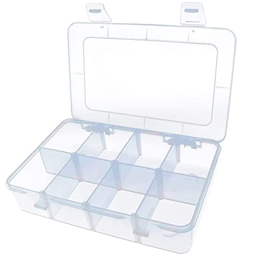 8 Bin Clear Plastic Organizer with Adjustable Dividers 7.3x4.9in
