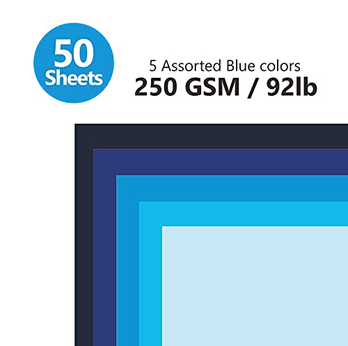 Blue Navy Colored Cardstock Thick Paper 50 Sheets (50 Count)