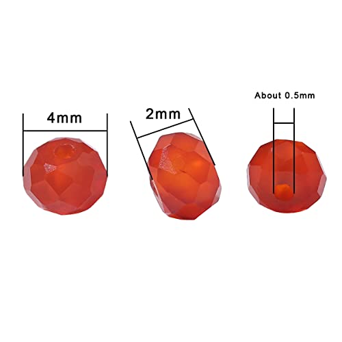 Natural Red Agate Beads 4x2mm 120pcs Faceted Rondelle Loose Semi Gemstone Beads for Jewelry Making Design (120 Count)