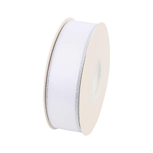 1" Inch Double Faced Satin Ribbon 25 Yards with Silver Edges