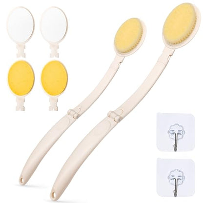 19" Long Handle Shower Sponge Brush Set