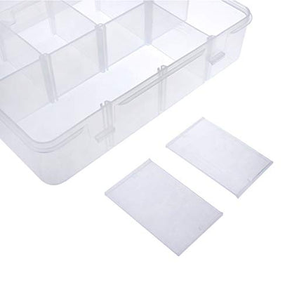 8 Bin Clear Plastic Organizer with Adjustable Dividers 7.3x4.9in