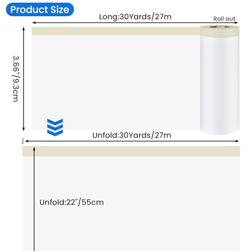 Pre Taped Masking Film Extra Thick Plastic Cover 22" x 90' (4 Count)
