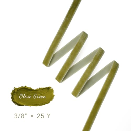 Olive Thin Velvet Ribbon