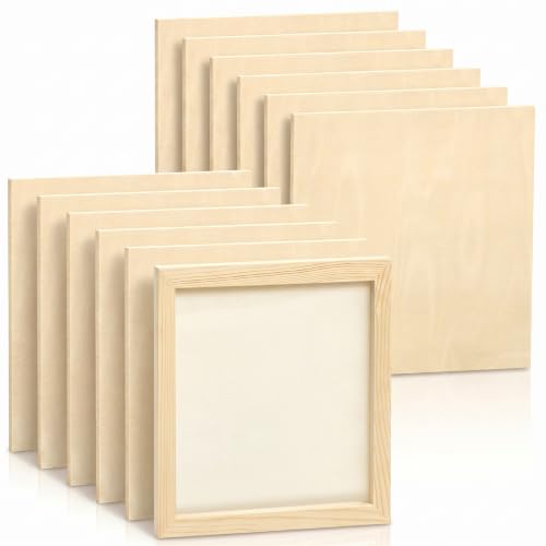 12 Pcs 12 x 12'' Pine Wood Panel Boards Unfinished Square Wood Panels Painting Panel Boards for Crafts Paint DIY Drawing Pouring Art Projects (12 Count)