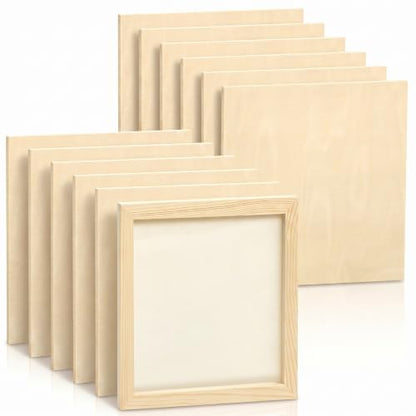 12 Pcs 12 x 12'' Pine Wood Panel Boards Unfinished Square Wood Panels Painting Panel Boards for Crafts Paint DIY Drawing Pouring Art Projects (12 Count)
