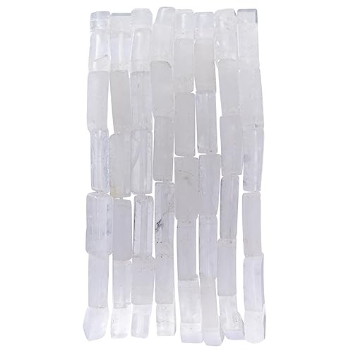 Natural White Crystal Rectangle Tube Beads 4x13mm 38cm (28 Count)