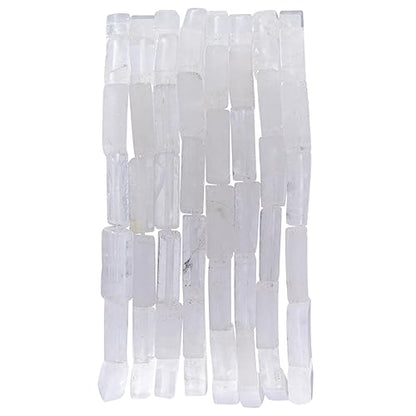 Natural White Crystal Rectangle Tube Beads 4x13mm 38cm (28 Count)