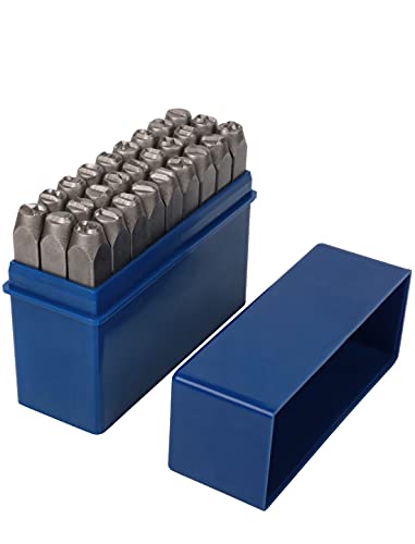 1/4"(6mm) Letter Stamp Set, 27Pcs Steel Capital Letter Punch DIY Tool for Leather, Brass, Aluminum, Mild Steel (A-Z)
