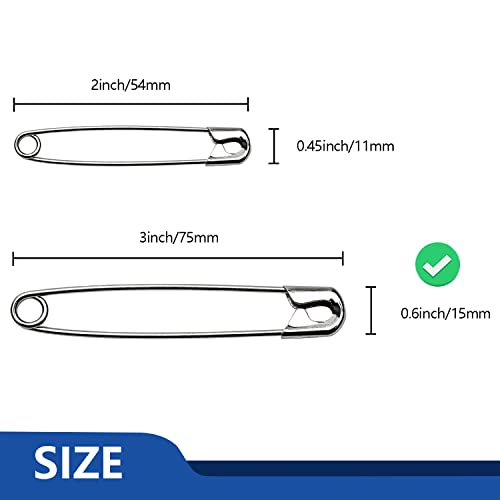 3 Inch Large Safety Pins (100 Count)