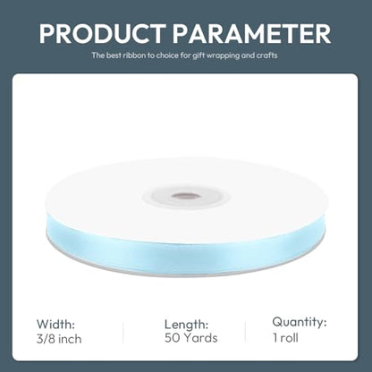 3 8" x 50 Yards Baby Blue Satin Ribbon Crafts Gift Wrapping