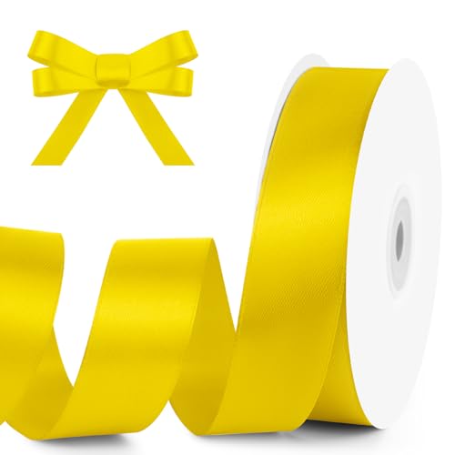1" x 50 Yards Yellow Satin Ribbon Crafts Gift Wrapping