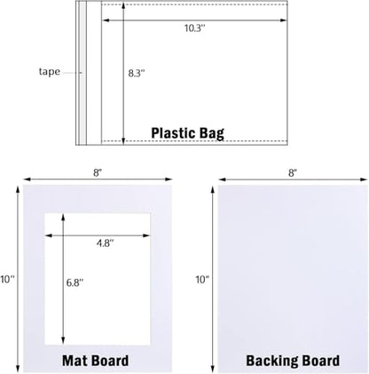 Pack of 5 White Mat Board Pre