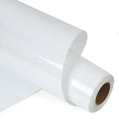 RENLITONG White Glitter Heat Transfer Vinyl HTV Vinyl Rolls