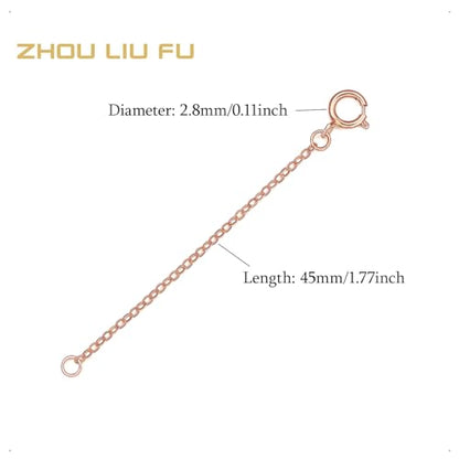 18K 750 Real Rose Gold Extender for Necklace Bracelet Anklet Extenders for Jewelry Gold Extension for Women Men Durable Adjustable Chain Accessories 1.77Inch