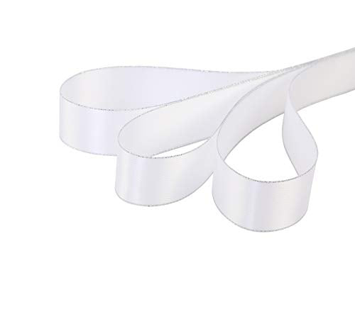1" Inch Double Faced Satin Ribbon 25 Yards with Silver Edges