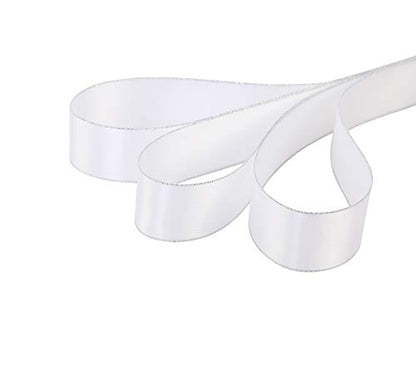1" Inch Double Faced Satin Ribbon 25 Yards with Silver Edges