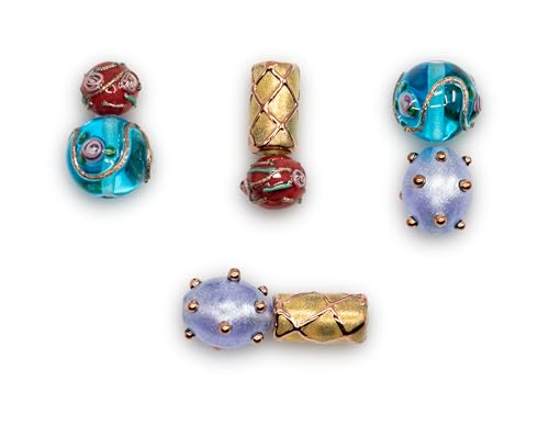 8 pcs Mix of Bohemia Lampwork Czech Glass Beads with Pearl Decorated Beads (8 Count)
