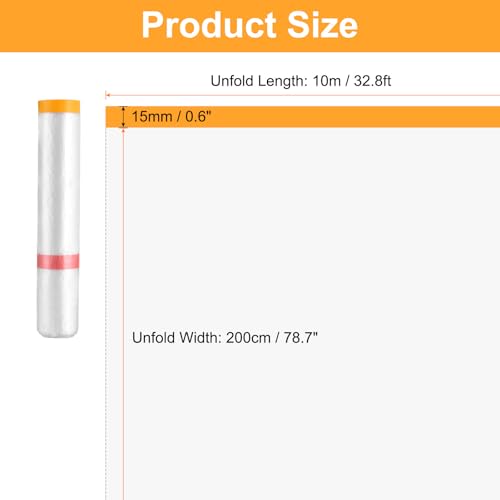 3 Rolls Pre Taped Masking Film 78.7" x32.8ft Double Adhesive Tape and Drape Painters Plastic Drop Cloth Film with Tape Plastic Sheeting for Automotive Painting Covering (3 Count)