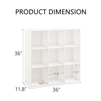 Wooden 9 Cube Storage Organizer with Closed Back Panel (9 Count)