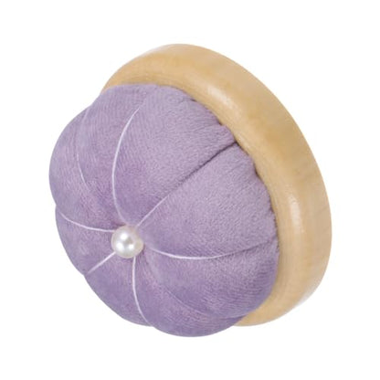 Wooden Base Pin Cushion Japanese Style Cute Needle Holder Pincushions Round for Sewing Quilting Needlework DIY Crafts