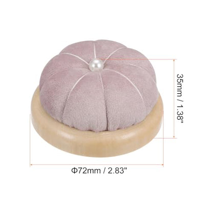 Wooden Base Pin Cushion Japanese Style Cute Needle Holder Pincushions Round for Sewing Quilting Needlework DIY Crafts