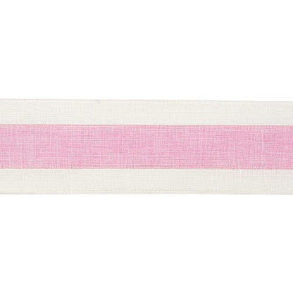 Pink White Stripe Wired Burlap Ribbon with Ivory Stripes Edge (30 Foot)