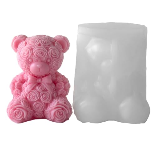 Large Rose Bear Candle Mold