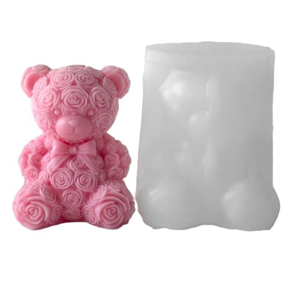 Large Rose Bear Candle Mold