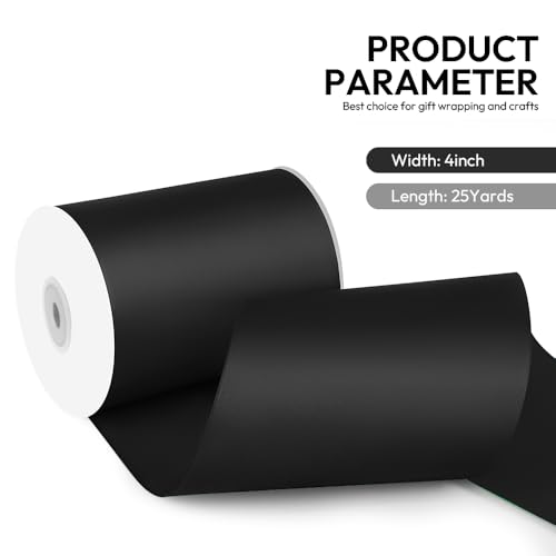 4 Inch 25 Yard Wide Satin Ribbon Black