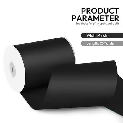 4 Inch 25 Yard Wide Satin Ribbon Black