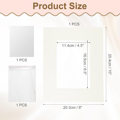 Picture Mats 8 x 10 Mat Board Center for 5 x 7 Pictures Acid Free White Core Bevel Cut Frame Mattes with Backing for Display Art Measuring