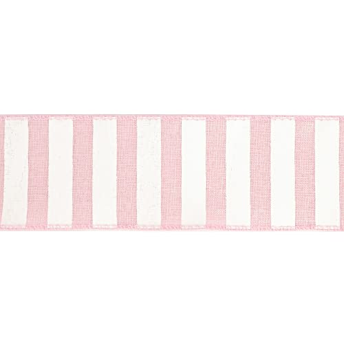 Pink Striped Burlap Ribbon (30 Foot)