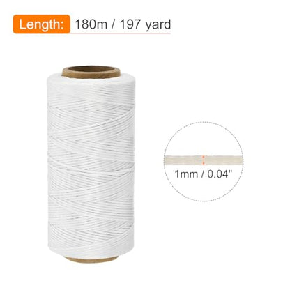 Waxed Thread 197 Yard 1mm 210D Flat Wax Thread Polyester Waxed String for Leather Sewing Hand Weaving Book Binding Home Decoration