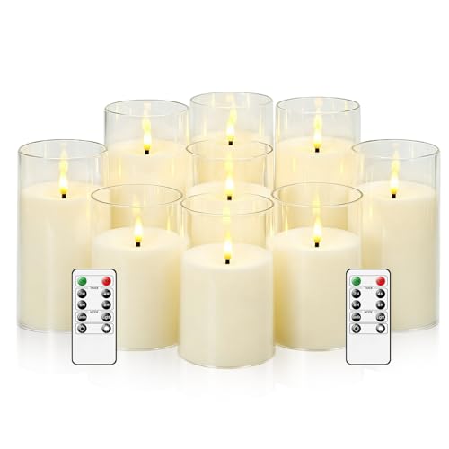 Flickering Flameless Candles Battery Operated with Remote and 2 (9 Count)